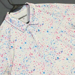 Shankitgolf Polo Shirt Men's XL White Paint Splatter Short Sleeve Performance